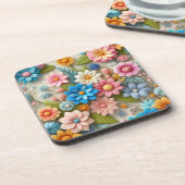 パステルカラフル春3D感じフローラ コースター (左側)