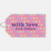 パステルカラフル水玉模様オンピンクハッピーバースデー ギフトタグ (裏面横)