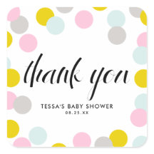 パステルカラフル紙吹雪ドットフレームありがとう