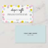 パステルカラフル紙吹雪ドットフレームおむつラッフル 名刺 (正面/裏面)