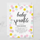 パステルカラフル紙吹雪ドットフレームベビー散水 招待状 (正面)
