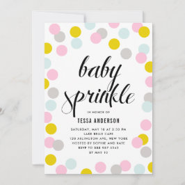 パステルカラフル紙吹雪ドットフレームベビー散水 招待状
