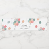 パステルカラフル誕生日パーティバルーンモダン ペットボトルラベル (シングルラベル)