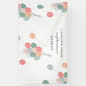 パステルカラフル誕生日パーティバルーンモダン 横断幕 (縦)