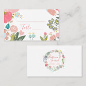 パステルカラフル野の花の牧草地結婚リース プレイスカード (正面/裏面)