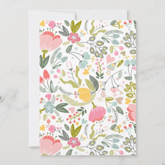 パステルカラフル野の花の牧草地結婚リース 招待状 (裏面)