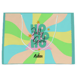 パステルカラーお洒落パターンkidの名前ホリデー ラージペーパーバッグ