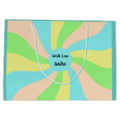 パステルカラーお洒落パターンkidの名前ホリデー ラージペーパーバッグ (裏面)