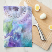 パステルカラーお洒落抽象芸術ブルーパープルグリーン キッチンタオル (四つ折り)