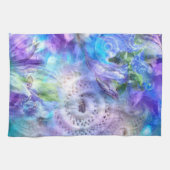 パステルカラーお洒落抽象芸術ブルーパープルグリーン キッチンタオル (横)