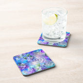 パステルカラーお洒落抽象芸術ブルーパープルグリーン コースター (右側)