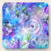 パステルカラーお洒落抽象芸術ブルーパープルグリーン コースター (正面)