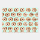 パステルカラーかわいいグルメスイートドーナツマカロン ラッピングペーパーシート (正面3)