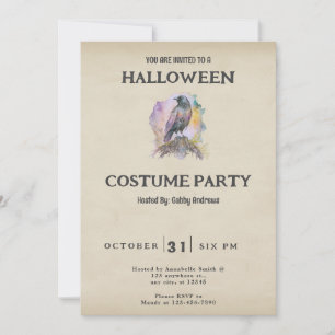 パステルカラーがポイントのブラッククロウのヴィンテージ・ハロウィン 招待状