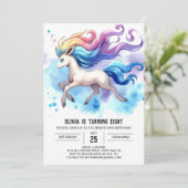 パステルカラーでかわいい馬の誕生日 招待状 (スタンド正面)