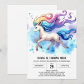 パステルカラーでかわいい馬の誕生日 招待状 (正面/裏面)