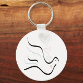 パステルカラーで様式化された鳩 キーホルダー (正面)