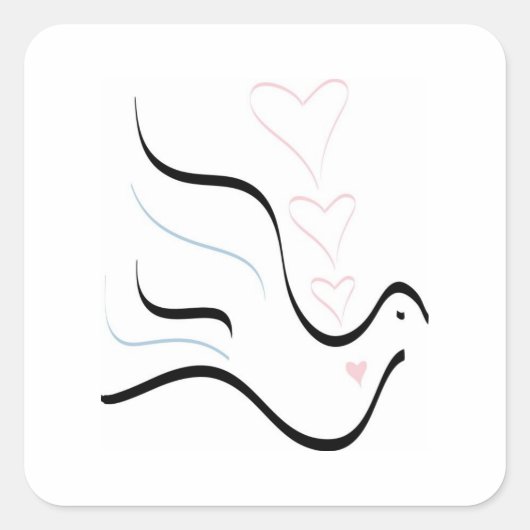 パステルカラーで様式化された鳩 スクエアシール (正面)