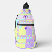 パステルカラーとパープルハート打ち スリングバッグ (正面)