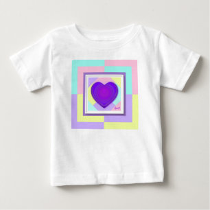 パステルカラーと鼓動する紫のハート ベビーTシャツ