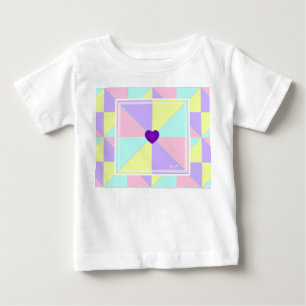 パステルカラーと鼓動する紫のハート ベビーTシャツ