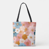 パステルカラーのお花のデザイン トートバッグ (裏面)