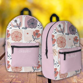 パステルカラーのお花の女の子リュックサック プリントバックパック
