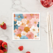 パステルカラーのお花の柄 スタンダードカクテルナプキン (インサイチュ)