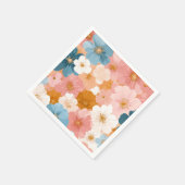 パステルカラーのお花の柄 スタンダードカクテルナプキン (角)
