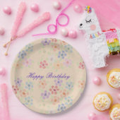 パステルカラーのお花柄の紙皿 誕生日プレート ペーパープレート (パーティー)