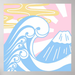 パステルカラーのかわいいの浮世絵 ポスター