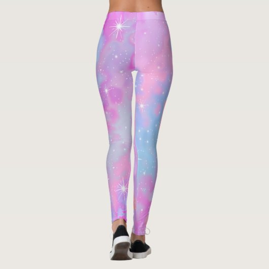 パステルカラーのかわいいの輝きのピンクの青い紫色 レギンス (裏面)