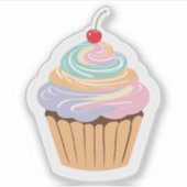 パステルカラーのかわいいカップケーキ シール (正面)