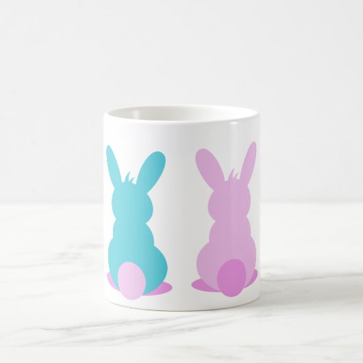 パステルカラーのかわいいバニーマグ コーヒーマグカップ (中央)