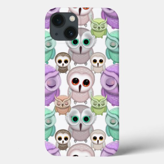 パステルカラーのかわいいフクロウ Case-Mate iPhoneケース (裏面)