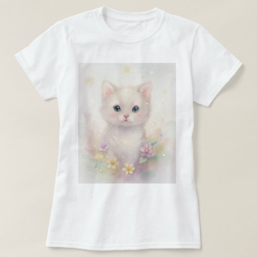 パステルカラーのかわいい子猫のTシャツ Tシャツ (デザイン正面)