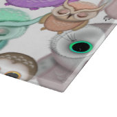 パステルカラーのかわいい小さなフクロウ カッティングボード (角)