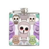 パステルカラーのかわいい小さなフクロウ フラスク (正面)