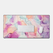 パステルカラーのアルコールインクのパタパーソナライズされたーン デスクマット (キーボード&マウス)
