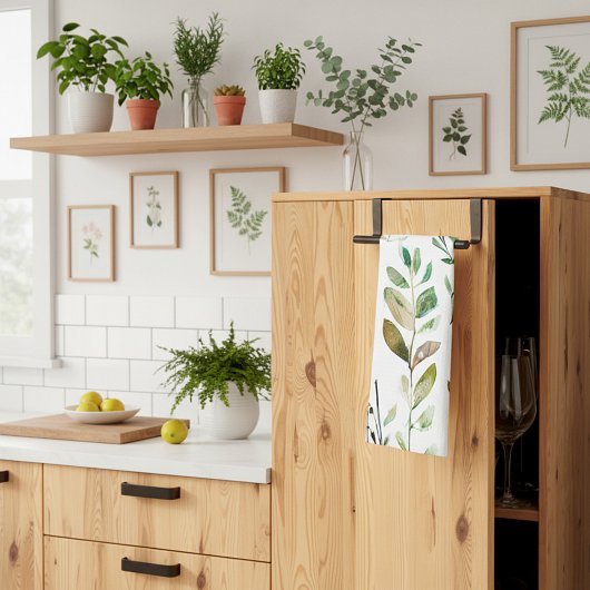 パステルカラーのアーストーンの葉 キッチンタオル