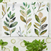 パステルカラーのアーストーンの葉 キッチンタオル (折り畳み)