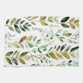 パステルカラーのアーストーンの葉 キッチンタオル (横)