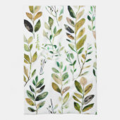 パステルカラーのアーストーンの葉 キッチンタオル (縦)