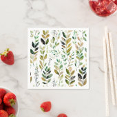 パステルカラーのアーストーン調の葉 スタンダードカクテルナプキン (インサイチュ)