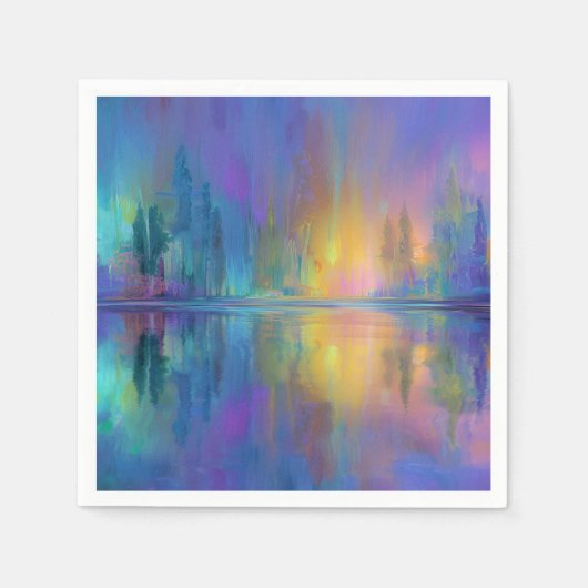 パステルカラーのウィスパリング・ウッズ スタンダードカクテルナプキン (正面)