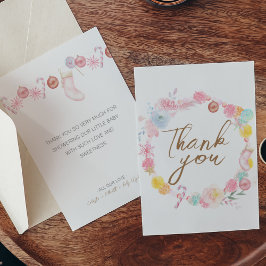 パステルカラーのウィンターワンダーランドベイビーシャワー サンキューカード