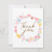 パステルカラーのウィンターワンダーランドベイビーシャワー サンキューカード (正面)