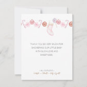 パステルカラーのウィンターワンダーランドベイビーシャワー サンキューカード (裏面)