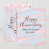 パステルカラーのウェディングアニバーサリー 名前 日付 年 ポストカード (正面/裏面)