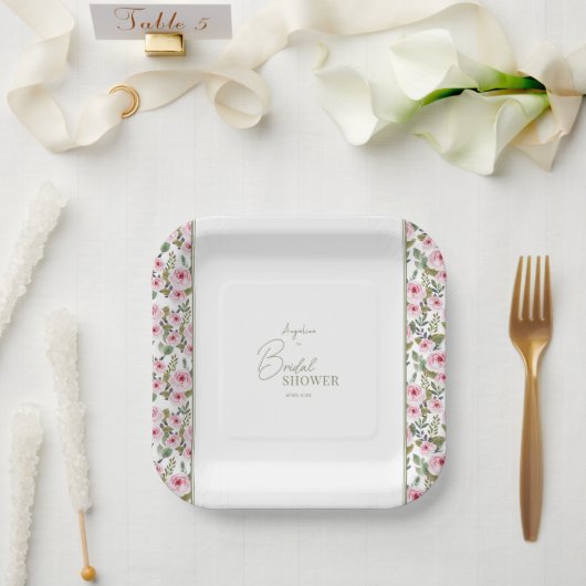 パステルカラーのウェディングシャワーのパーティー用紙皿 ペーパープレート (ウェディング)